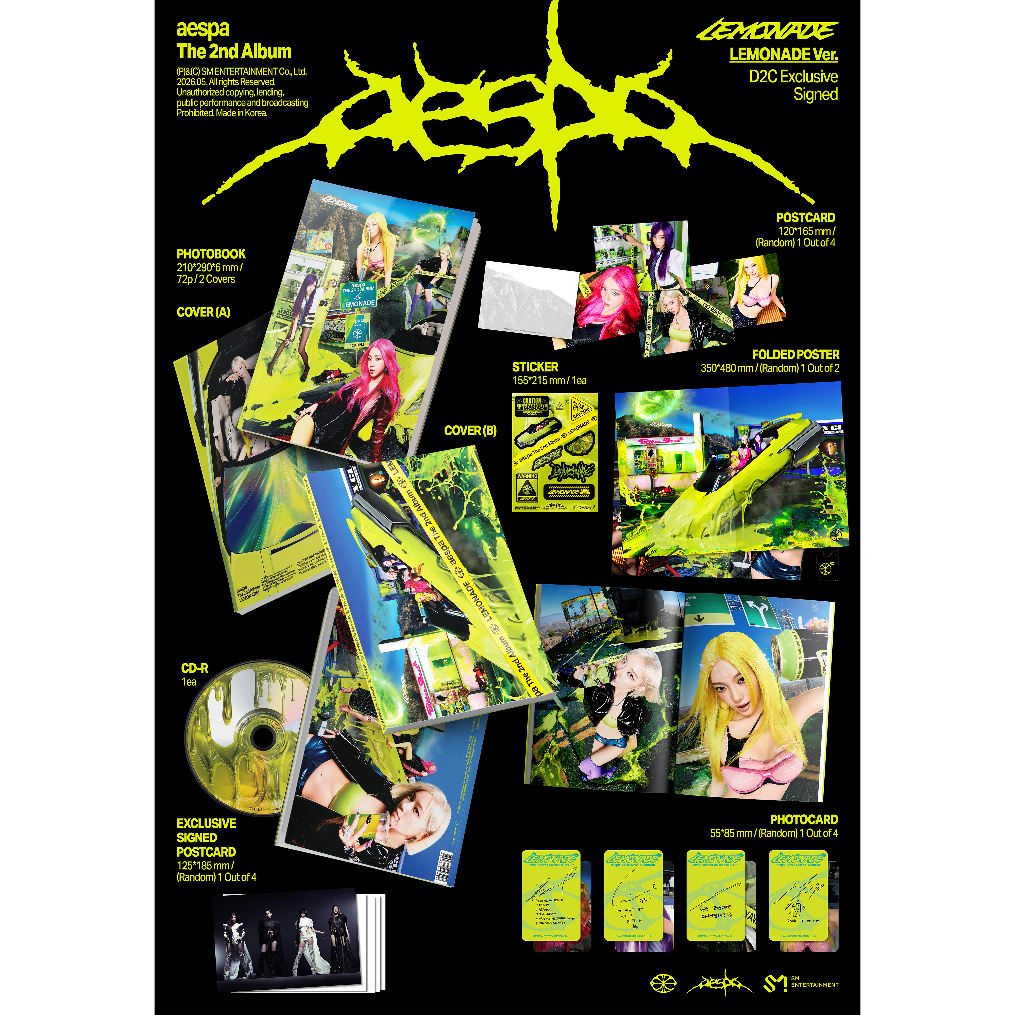 aespa レコード PRE-ORDER] aespa - The 2nd Album 'LEMONADE' (ACID Ver.) (Kpop Nara Ex